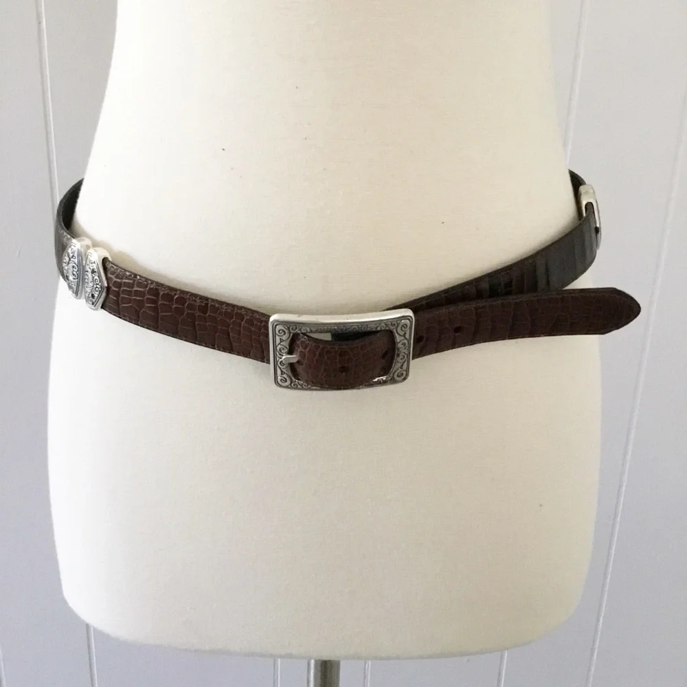 Brighton Black & Brown Croc Style Reversible Belt Leather Size M/L 32